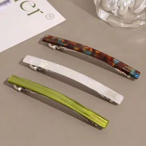 French Style Acetate Handmade Hair Clip For Women Elegant Marble Tortoiseshell Pattern Gold Label Spring Clip Hair Accessory