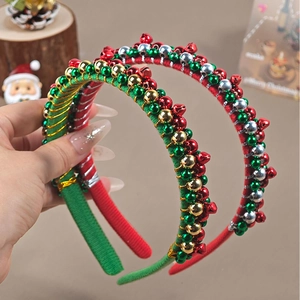 Weihnachts Stirnband mit rot grünen Glocken und Stoffbezug für festliche Feierlichkeiten