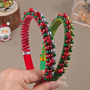 Weihnachtshaarband-Set mit roten und grünen Samtglocken für festlichen Party-Haarschmuck
