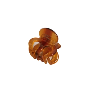 Handmade amber tortoiseshell acetate hair claw clip with elegant gold letter engraving