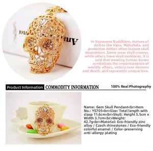 Detailed view showing dimensions and materials of the crystal skull keychain with rhinestones