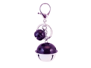 Dettaglio di un portachiavi a campanella bicolore con intaglio a stella e chiusura a moschettone