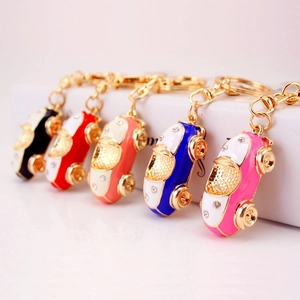 Cartoon Sports Car Shape Keychain Enamel Rhinestone Zinc Alloy Car Key Ring Bag Pendant Decoration Gift For Unisex Jewelry