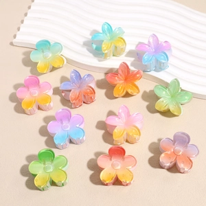Korean Style Acrylic Gradient Flower Hair Claw Clip Cute Sweet Frangipani Hairpin Floral Hair Accessories For Women Girls Everyday Styling
