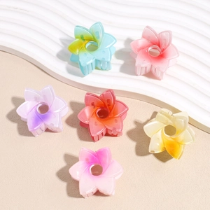 Lot de six pinces à cheveux fleurs de 4 cm en résine dégradée colorée mate
