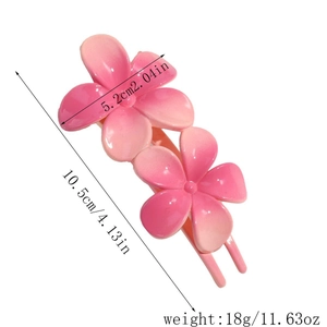 Spécifications de taille du peigne à fleurs rose avec dimensions et informations de poids