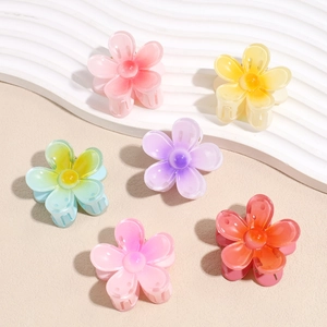 Lot de six pinces à cheveux fleurs de 4 cm en acrylique translucide dégradé