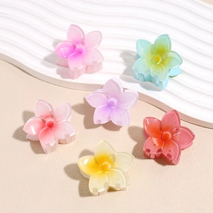 Lot de 6 pinces à cheveux fleurs de 4cm dégradées avec design à cinq pétales pour femme