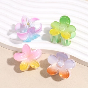Frangipani gradient acrylic flower hair claws set for ponytail styling in four colors
