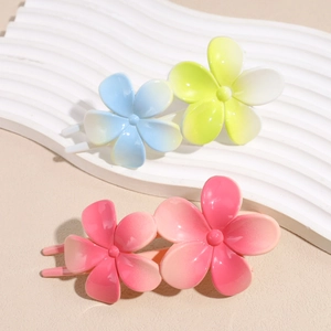 Peignes à cheveux fleuris avec pinces à fleurs dégradées bleues et roses pour femmes