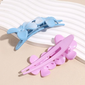 Lot de pinces à cheveux à fleurs bleu et violet avec peigne à quatre dents pour chignon