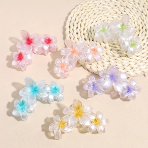 Pince à Cheveux Fleur Coréenne Grande Frangipanier Floral Shark Clip Dégradé Résine Nacrée Accessoire Cheveux Femme