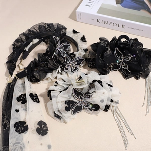Élégante Pince à Cheveux Papillon en Tissu Serre-tête Avec Gland en Strass Nœud Fait à la Main Accessoires Cheveux Femme
