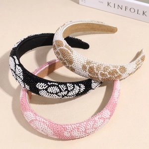 Baroque Handmade Beaded Padded Headband For Women Luxury Artificial Pearl High Top Sponge Hoop Vintage Hair Accessories