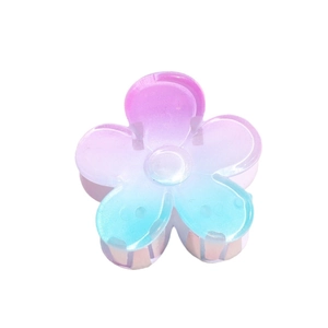 Gradient purple and light blue plumeria flower hair claw clip in translucent resin