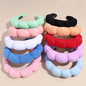 Serre-Tête Nuage Rembourré Tissu Éponge Épais Bandeau Pour Lavage Du Visage Maquillage Soins De La Peau Spa Accessoire Cheveux Femme