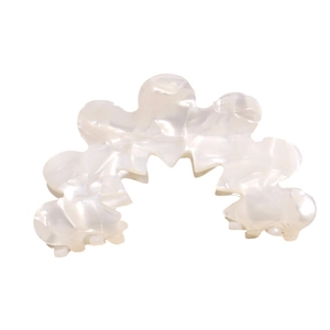 Elegant wave-shaped acetate flower hair claw clip in pearl white with mother-of-pearl texture