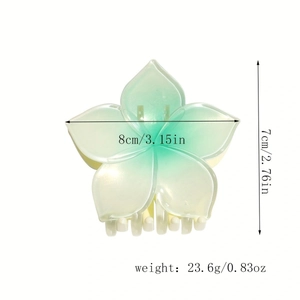 Detail view of pearlized gradient flower claw clip measuring 8cm by 7cm weighing 23.6g