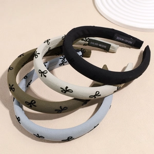 French Vintage Padded Sponge Headband For Women Elegant Bow Pattern Thickened Hair Hoop Styling Hairband Accessories Jewelry