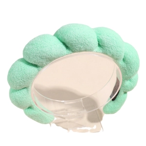 Serre-tête éponge vert menthe pour le soin du visage en tissu éponge moelleux