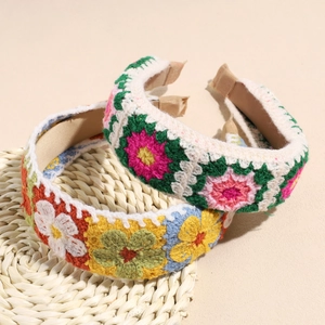 Cerchietto a Fiori Fatto a Mano all'Uncinetto da Donna Bohemien Floreale a Maglia Fascia per Capelli Stile Vacanza Accessori per Capelli