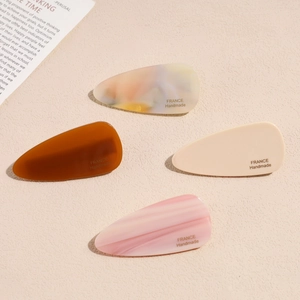 French Style Acetate Duckbill Hair Clip For Women Handmade Marble Pattern Geometric Side Clip Elegant Hair Accessories