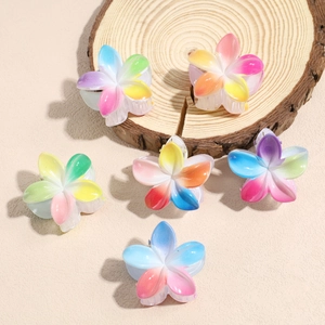 Koreanische Süße Mini Acryl Blume Haarkralle Für Damen Mädchen Verlauf Mehrfarbig Plumeria Floral Kleine Haarklammern Zubehör