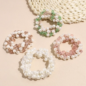 Élégants Chouchous Élastiques Style Coréen Avec Künstliche Perles Et Cristaux Faits À Main En Fausse Künstliche Perle Accessoires Cheveux Mode Femme