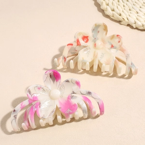 Große Acryl Haarklammer Mit Blumendruck Eleganter Haifischclip Für Damen Mädchen Weihnachten Blumen Haarschmuck