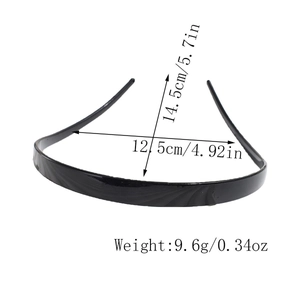Gedetailleerde maattabel voor zwarte hoofdband met 14,5 cm hoogte en 12,5 cm breedte