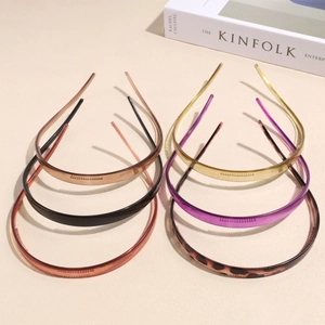 Eenvoudige Hars Plastic Antislip Tanden Hoofdband Voor Dames Luipaardprint Schildpad Zwart Paars Dun Haaraccessoire Hoofdband
