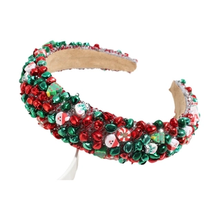 Serre-tête de Noël festif avec clochettes colorées, Père Noël et breloques de sapin
