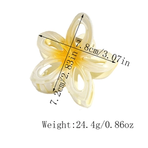 Dimensions détaillées pour la pince à cheveux fleur de frangipanier de 7,8 cm