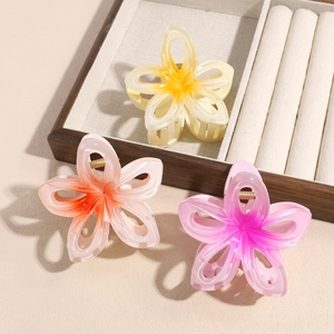 Lot de 3 pinces à cheveux en forme de fleur de frangipanier aux couleurs dégradées