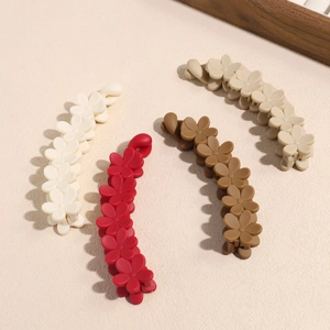 Pince à Cheveux Banane Florale Mate Simple Elégante Couleur Unie Support Queue de Cheval pour Femmes Accessoires de Cheveux