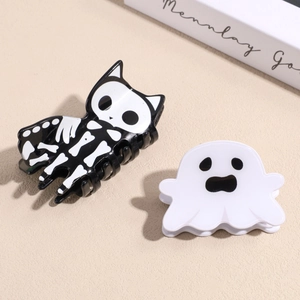 Ensemble de pinces à cheveux chat squelette et fantôme pour coiffure d'Halloween