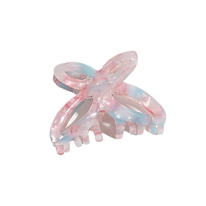 Elegant butterfly hair claw clip with pink and blue marble texture for women hairstyles