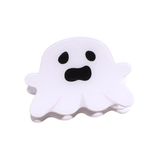Pince à cheveux Halloween en forme de fantôme en acrylique blanc pour coiffures de fête