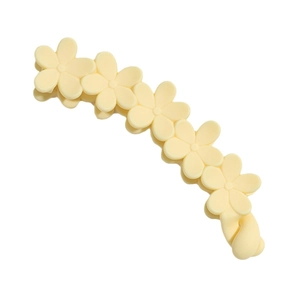 Pince à cheveux fleur jaune mat au design incurvé pour une coiffure élégante et moderne