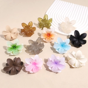 Elegant Flower Hair Claw Clip For Women Matte Jelly Color Gradient Floral Hair Clamp Fashion Hair Accessories Gift