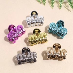 Lot de 6 pinces à cheveux ondulées aux couleurs variées avec fini métallique brillant