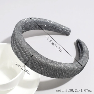 Détails de taille du serre-tête rembourré argenté avec diamètre 14,5cm et largeur 3cm