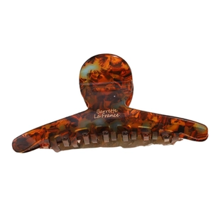 French vintage amber acetate hair claw clip with golden Barrette La France lettering