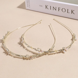 Korean Style Sweet Alloy Rhinestone Flower Butterfly Headband With Imitation Artificial Pearl Elegant Hair Accessory For Women Party