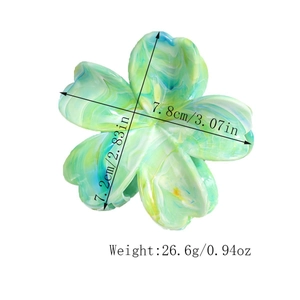 Detailed view of 7.8cm gradient acrylic flower hair claw clip with marble texture