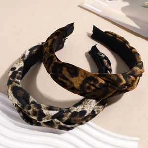 Vintage Leopard Print Braided Headband Wide Thick Velvet Hair Hoop Fashion Hair Accessories For Women Daily Hairband