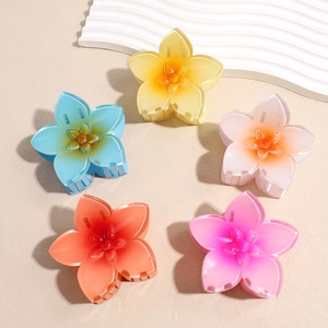 Style Coréen Doux Dégradé Fleur Pince À Cheveux Résine Frangipanier Épingle À Cheveux Élégant Été Plage Accessoires Cheveux Femme