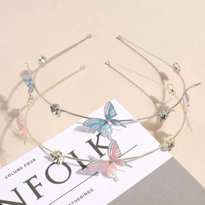 Minimalist pearl butterfly metal headbands in gold and silver set for women accessories
