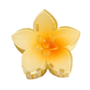 Pince à cheveux fleur de frangipanier jaune avec dégradé en résine pour femme