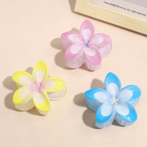 Pinces à cheveux en forme de fleurs dégradées rose jaune et bleu en résine pour femme